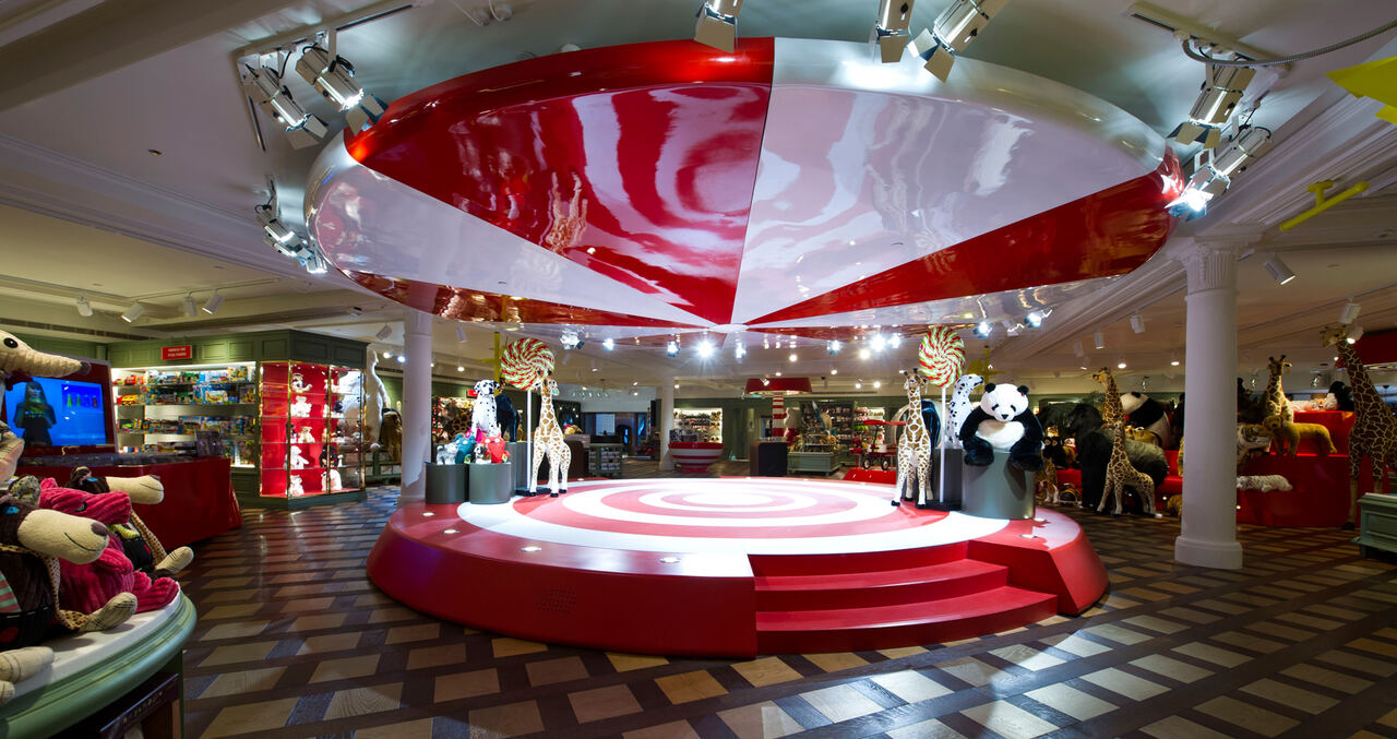 Toy department display at Harrods with paintwork by Dave Phelps Accident Repair Centre